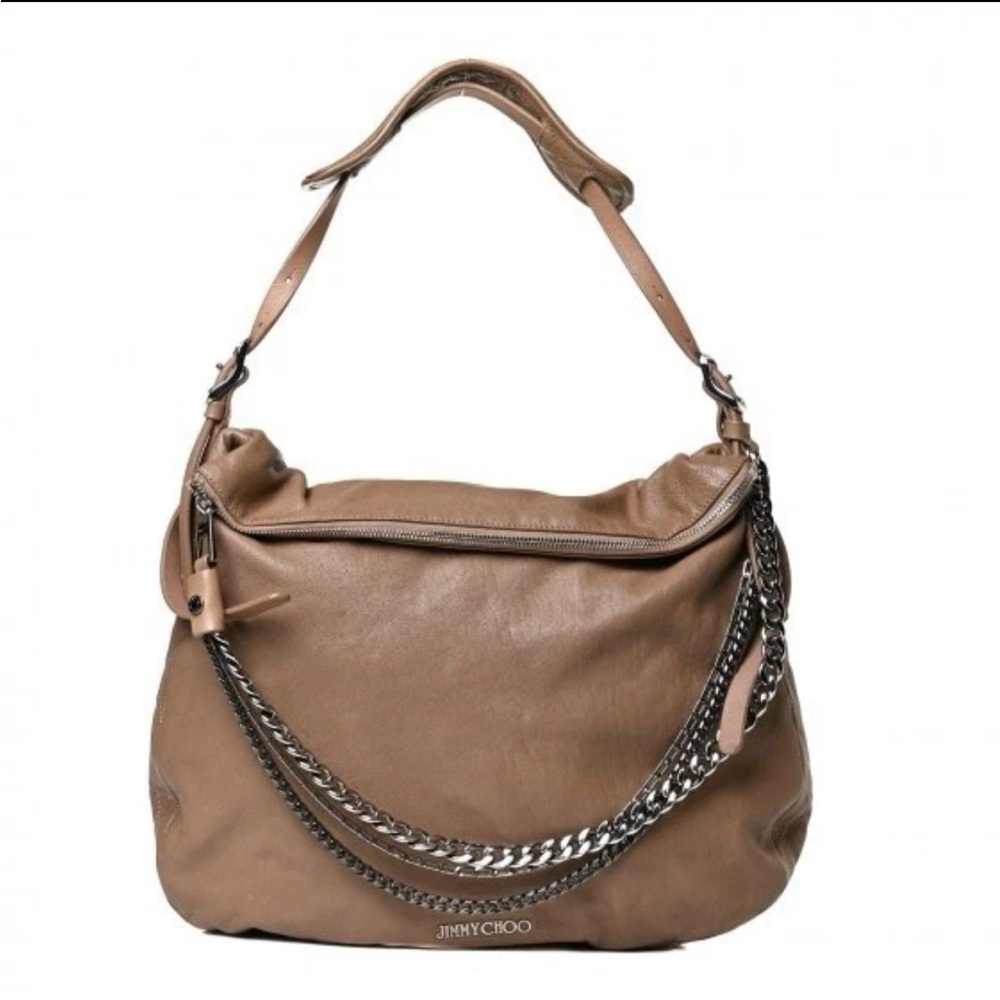 Jimmy Choo Brown Leather Chain Shoulder Bag
